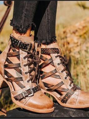 Freebird by Steven Cheyanne Tan and Brown Heeled Boots